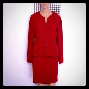 Sleek Red Vintage Casual Corner Suit/ Size 6 Jacket, 4 in skirt.